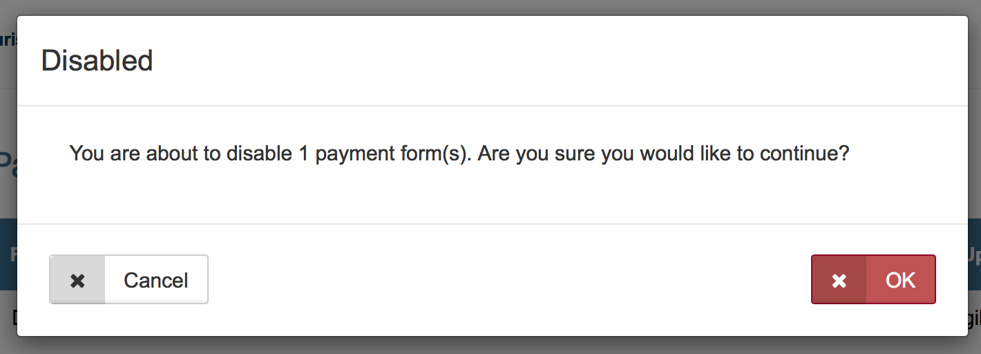 Confirm Disable Processing