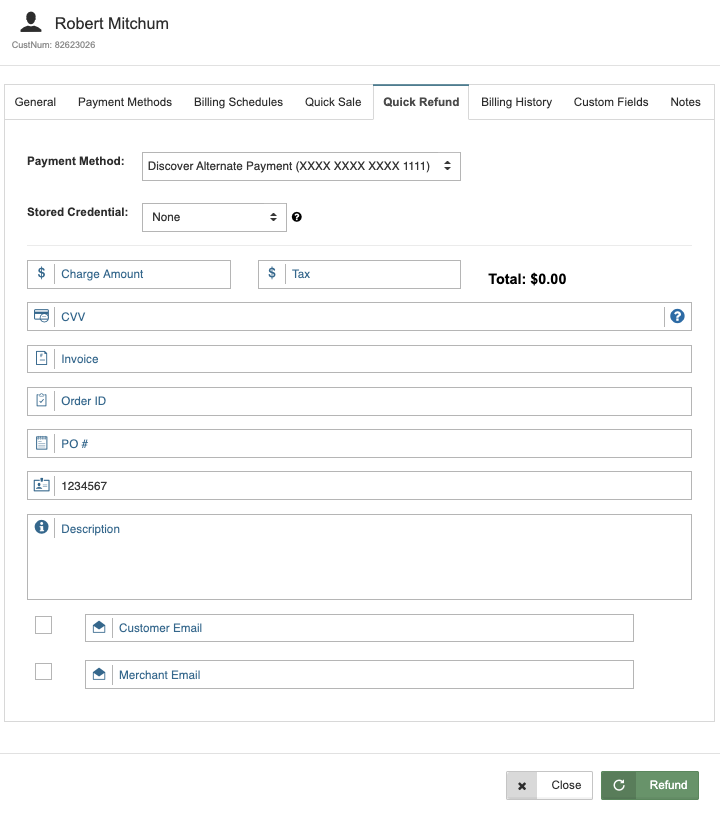 Customer DB Quick Refund